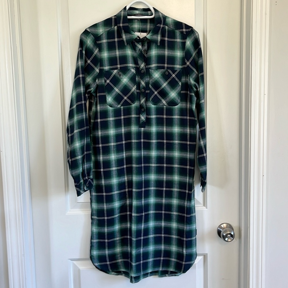 NWT Eddie Bauer plaid flannel shirt dress size xs